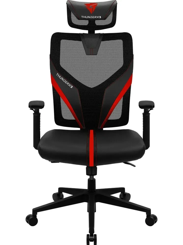 ThunderX3 Yama1 com encosto de tela preto e vermelho